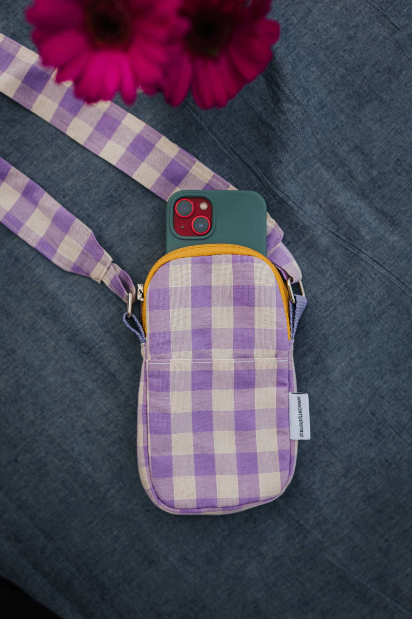 Phone Pouch | Gingham | Lilac