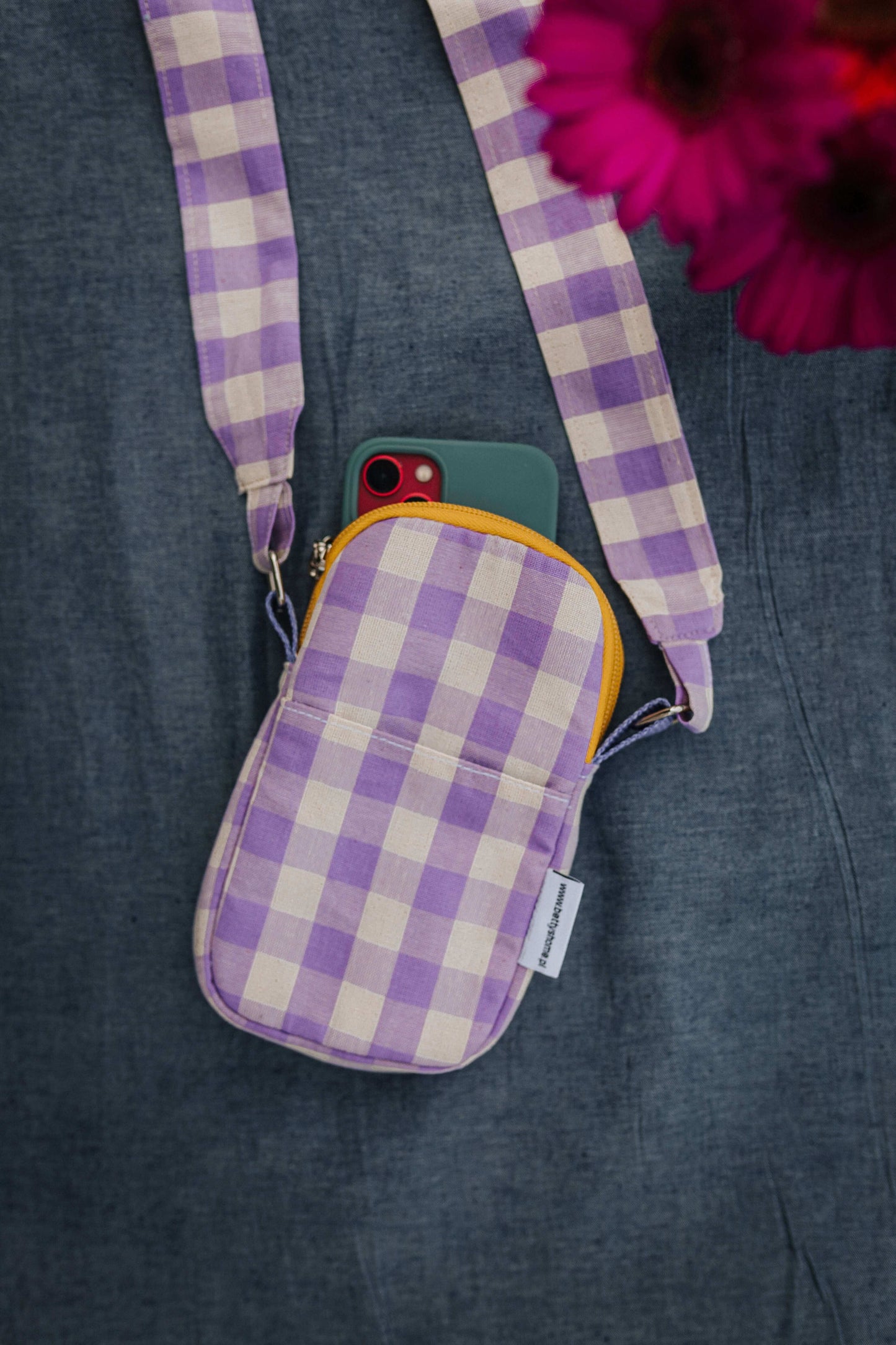 Phone Pouch | Gingham | Lilac