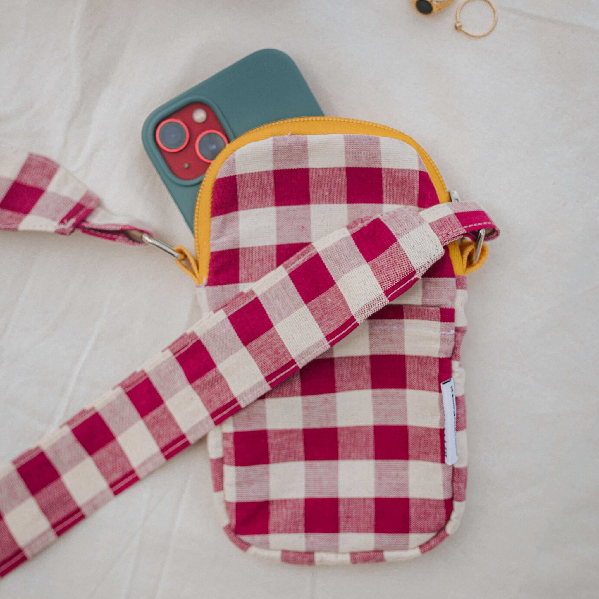 Phone Pouch | Gingham | Red Plum