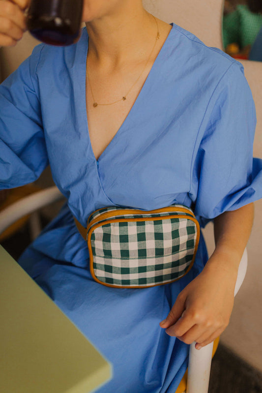 Fanny Pack gingham in Green Grass by Bettys Home. Belt Bag 1