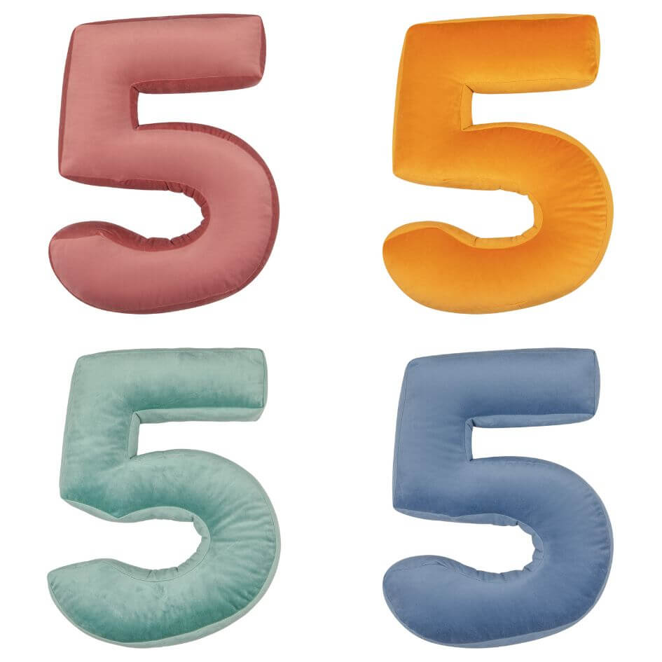 Velvet Cojín con númeross 5 | Number Cushion