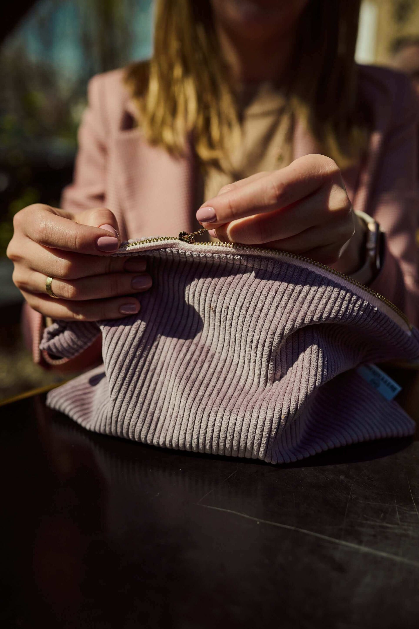 corduroy pouches in lavender by bettys home