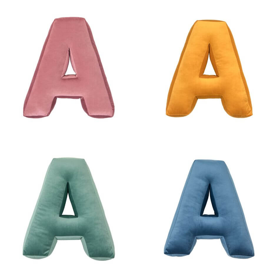 Cojín letras terciopelo A | Cojín Alfabeto