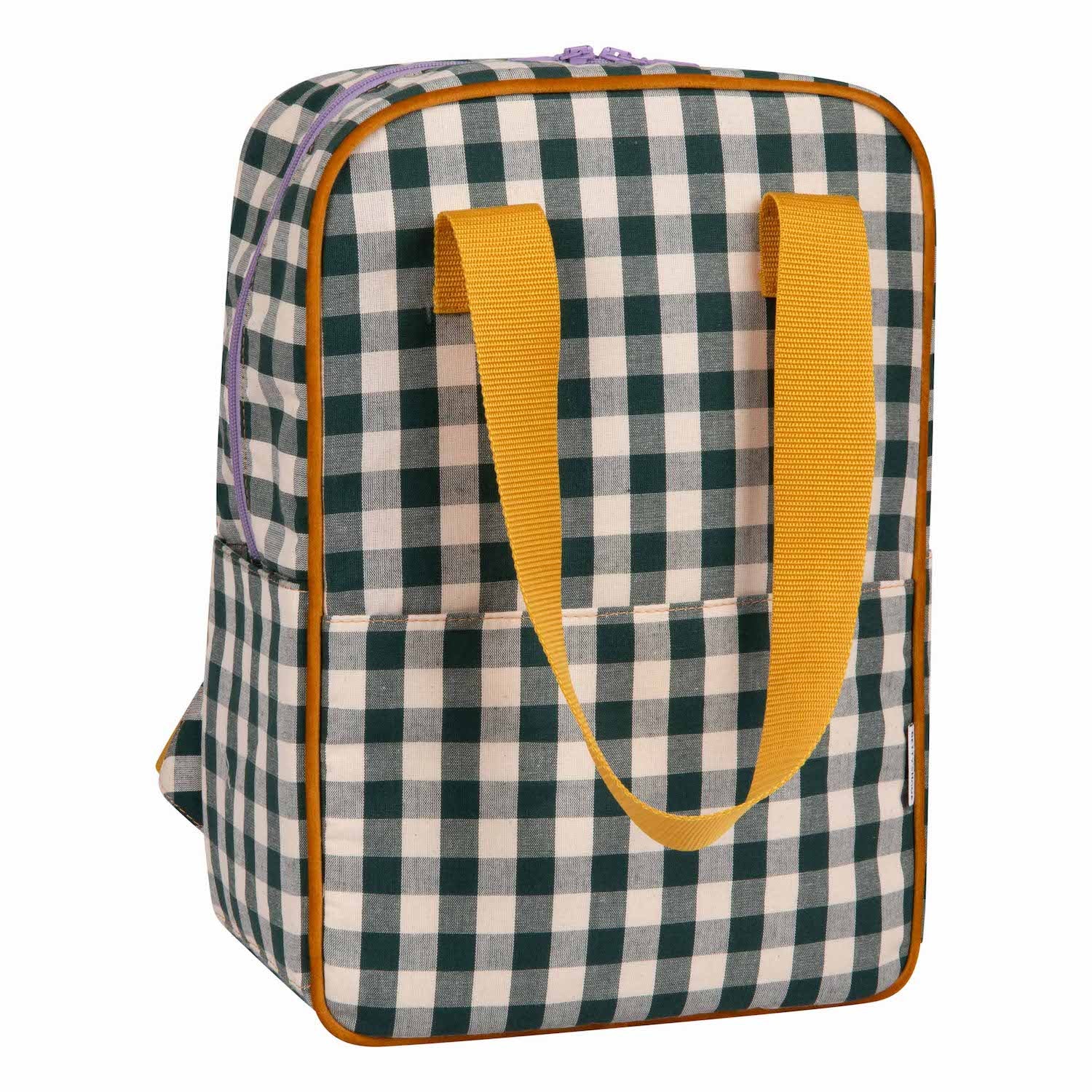 green gingham backpack by bettys home. checkered backpack in green 1
