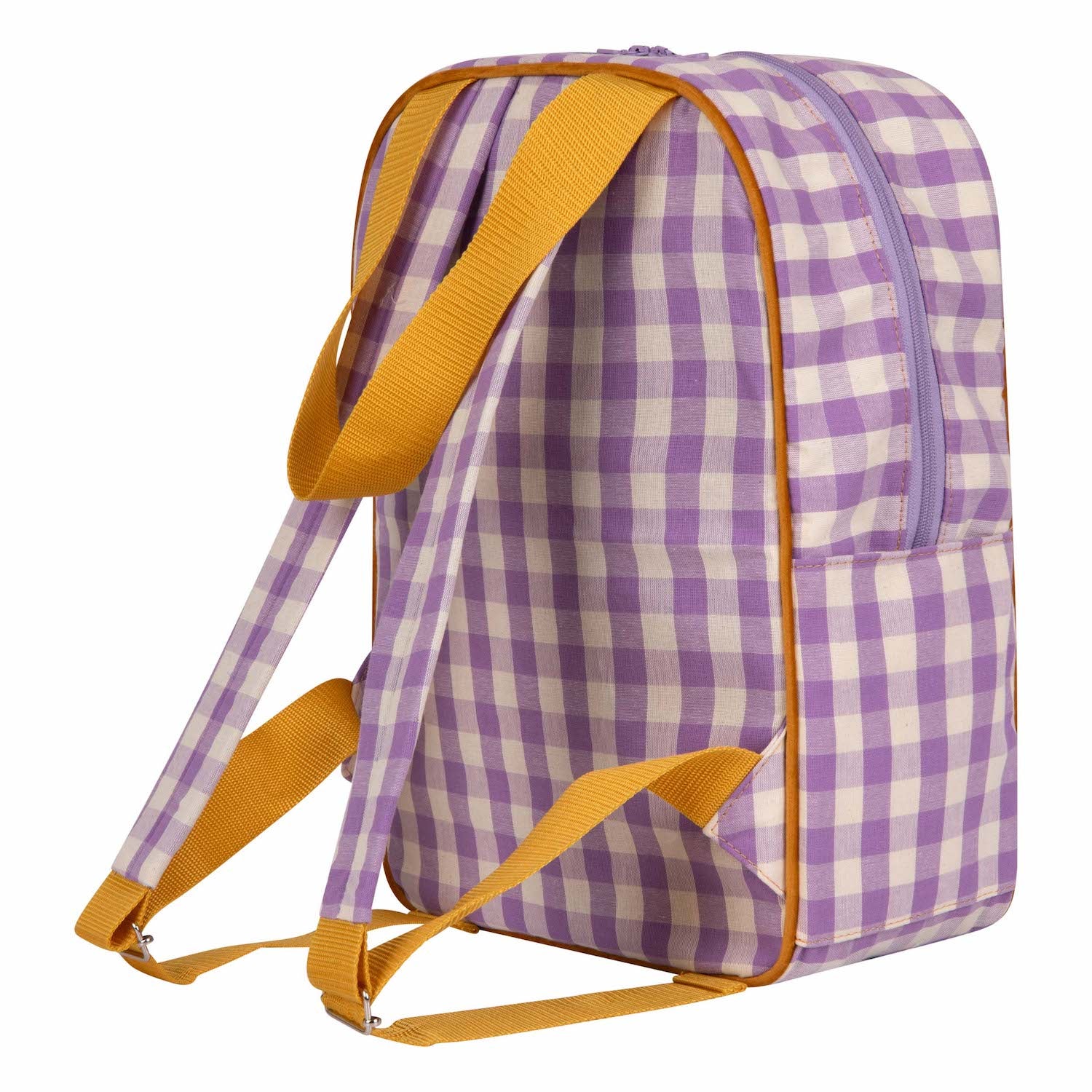 lilac gingham backpack by bettys home. checkered backpack in lilac 3