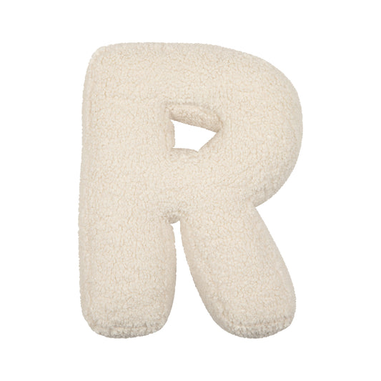 boucle letter cushion R teddy pillow by bettys home birthday gift idea 