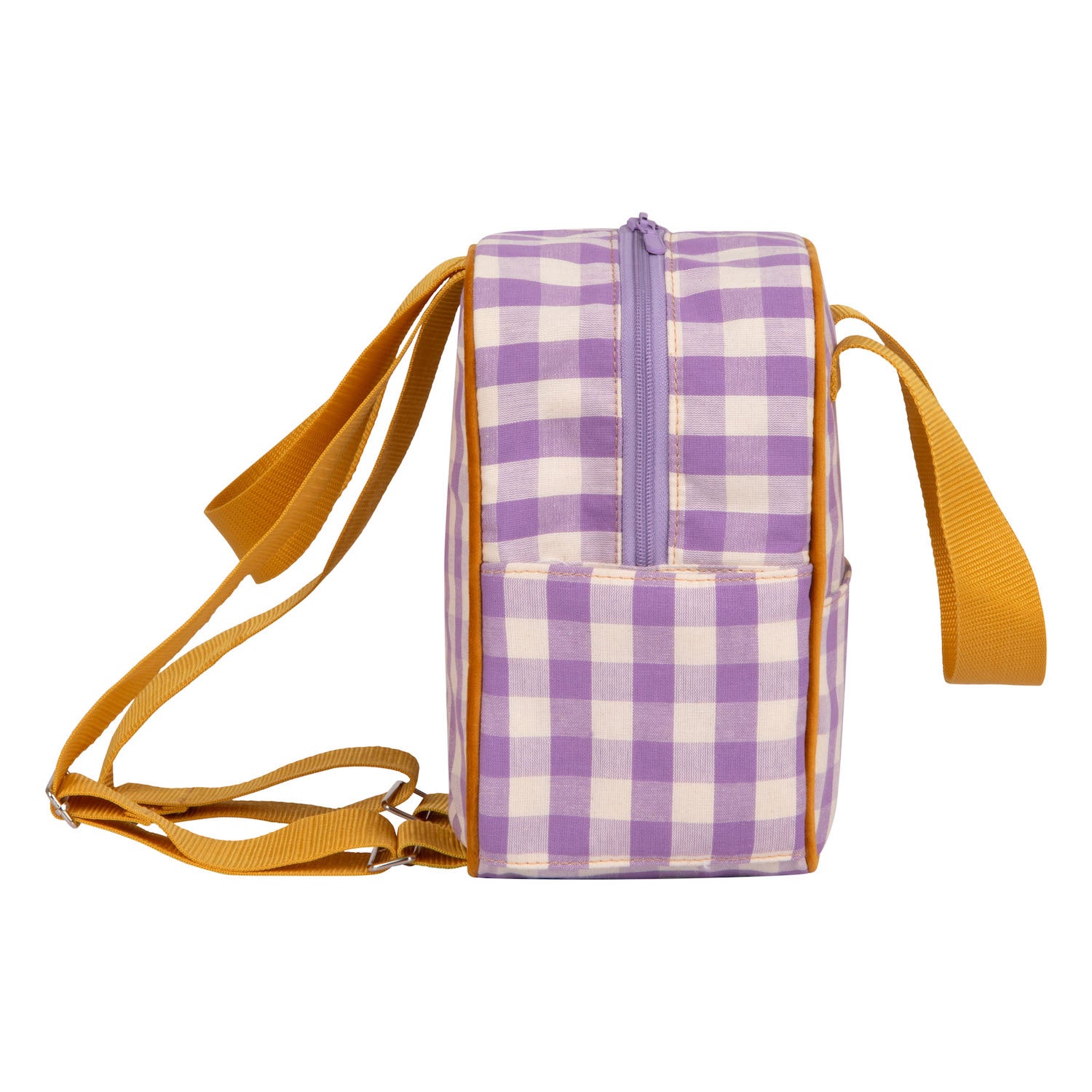 small gingham backpack in lilac by bettys home 3