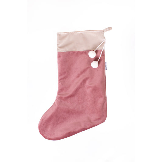 Christmas stocking in pink velvet by Bettys Home. christmas fireplace decor