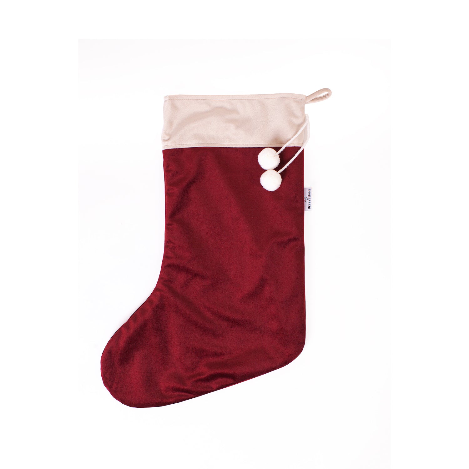 christmas stocking in wine red by bettys home. elegant christmas fireplace decorations