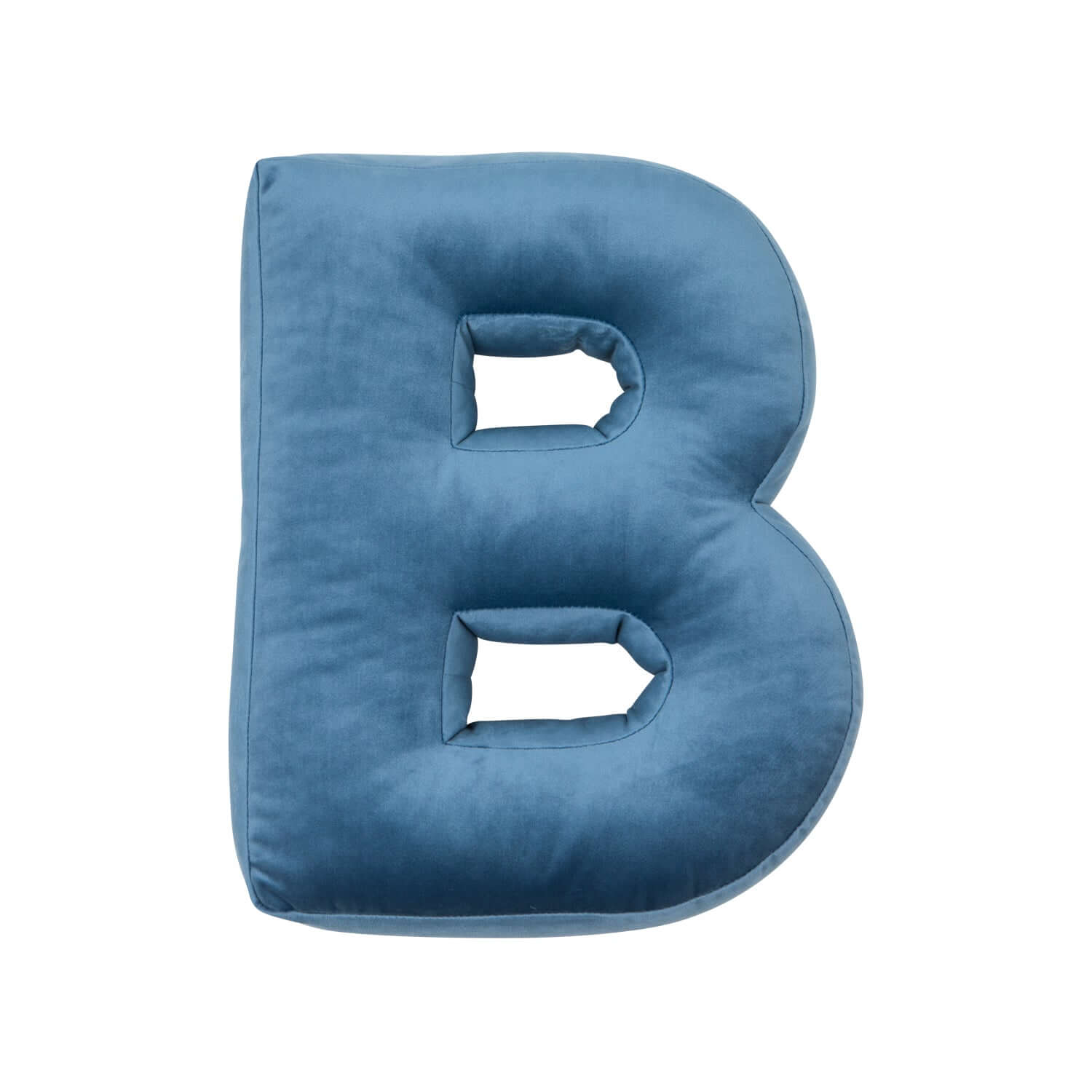Velvet Letter Cushion B blue decoration gift idea for kids room. Baptism present from godparents 