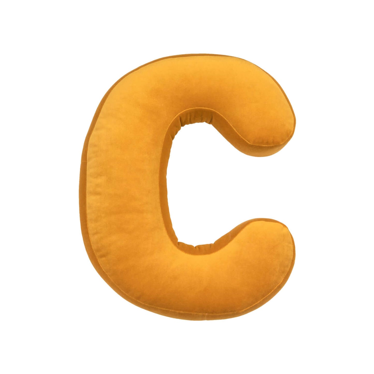 Velvet letter cushion C in yellow by bettys home 