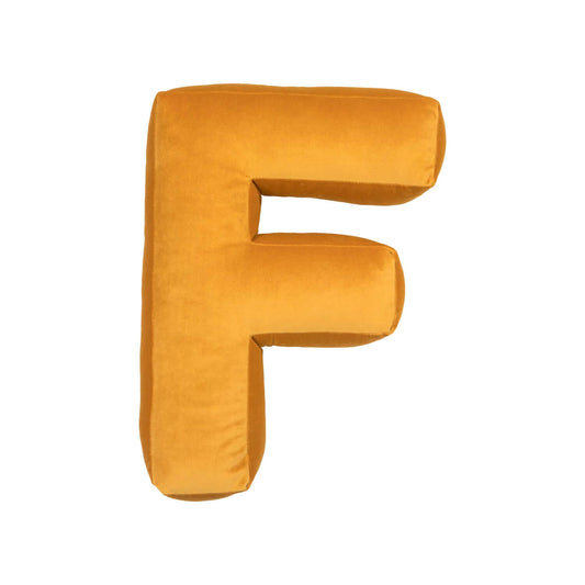 velvet letter cushion f yellow by bettys home