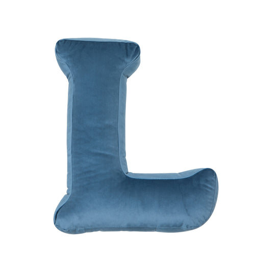 velvet letter cushion l blue by bettys home