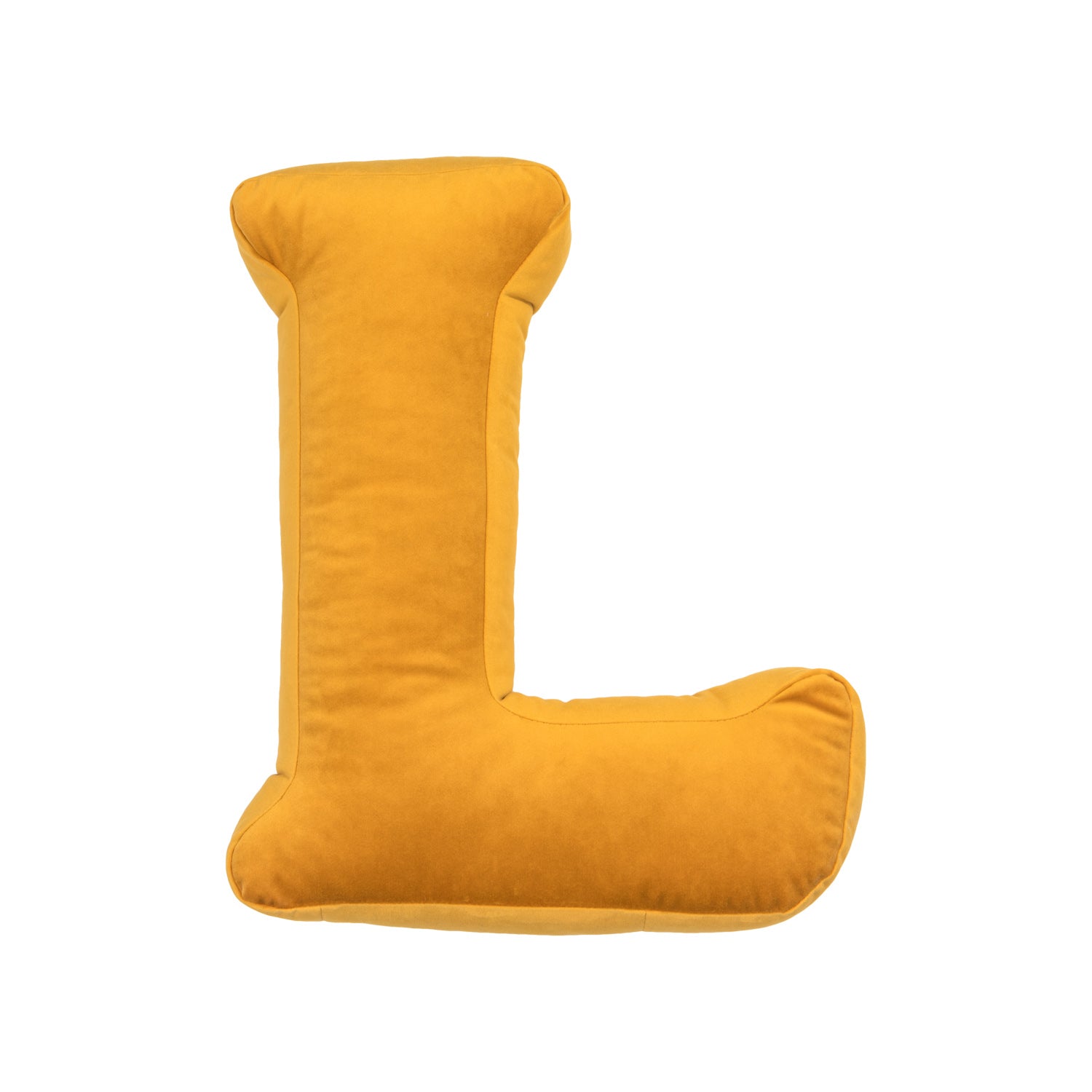 velvet letter cushion l yellow by bettys home