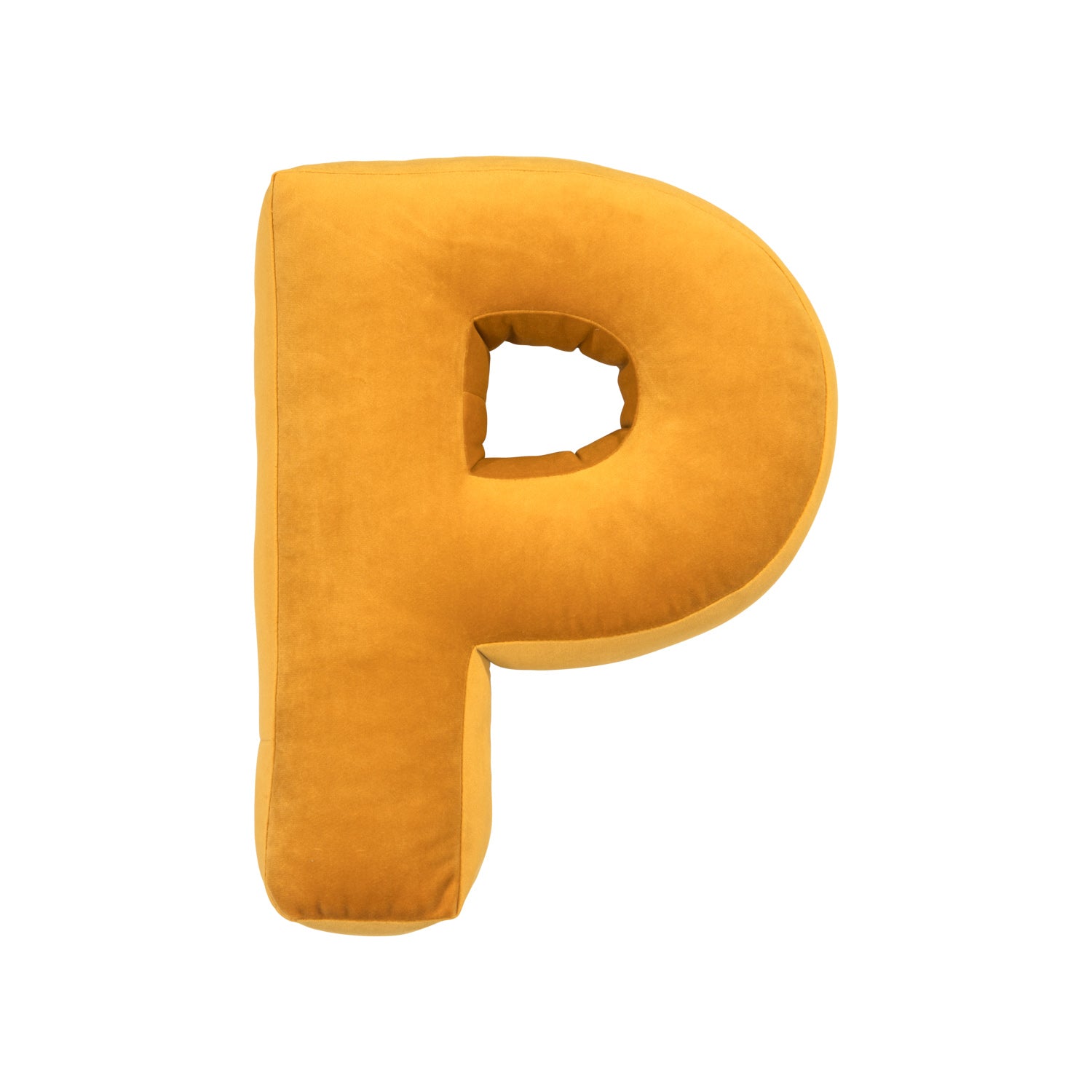 velvet letter pillow p yellow by bettys home