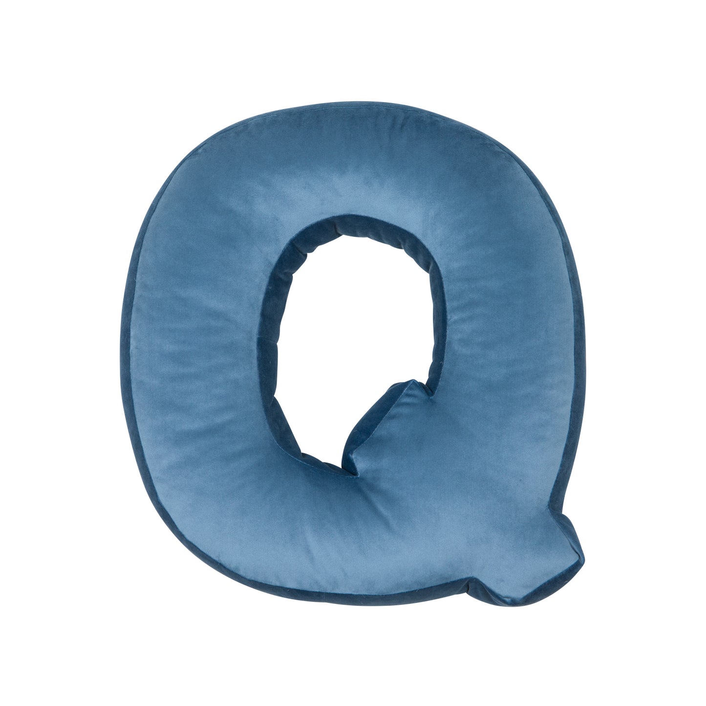 velvet letter cushion q blue by bettys home