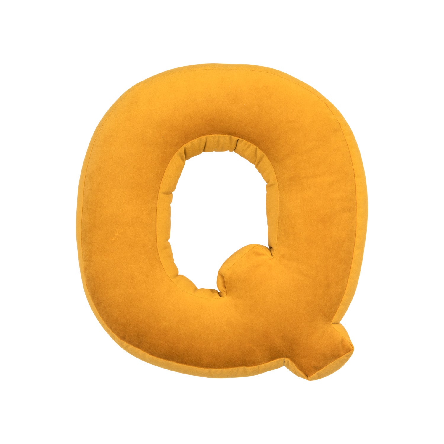 velvet letter cushion q yellow by bettys home