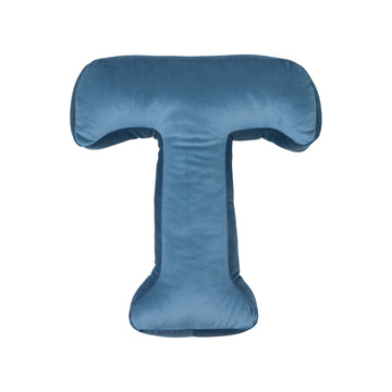 velvet letter cushion t blue by bettys home
