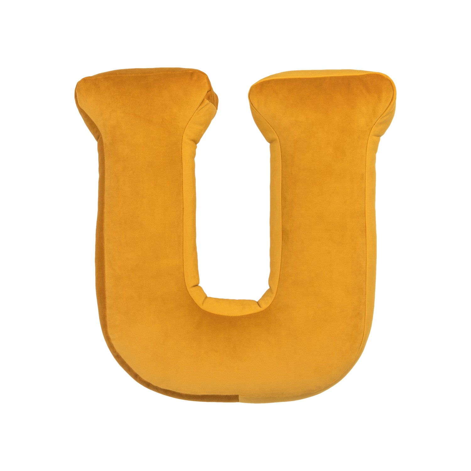 velvet letter cushion u yellow by bettys home