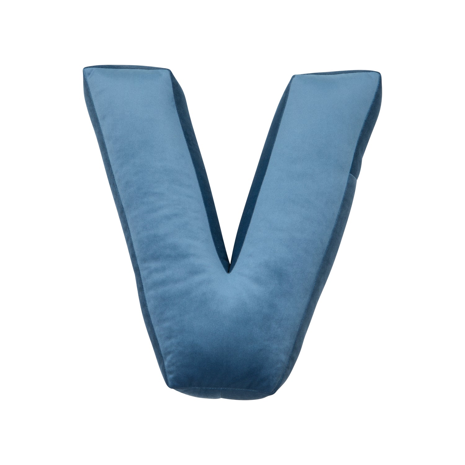 velvet letter cushion v blue by bettys home