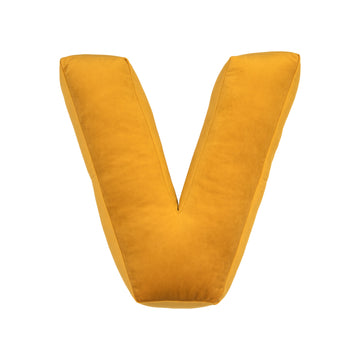 velvet letter cushion v yellow by bettys home