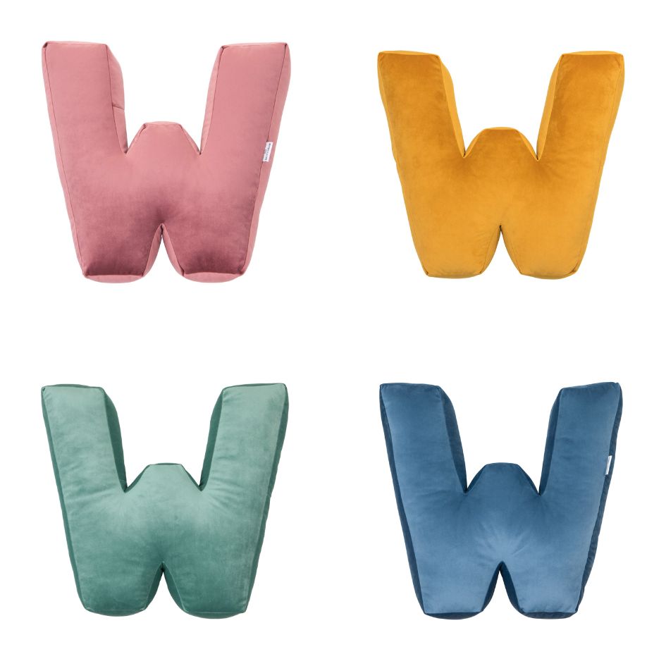 velvet letter cushion w in four colours by bettys home