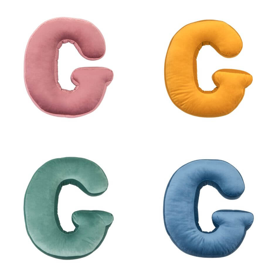 velvet letter pillow g in four colours by Bettys home front picture 