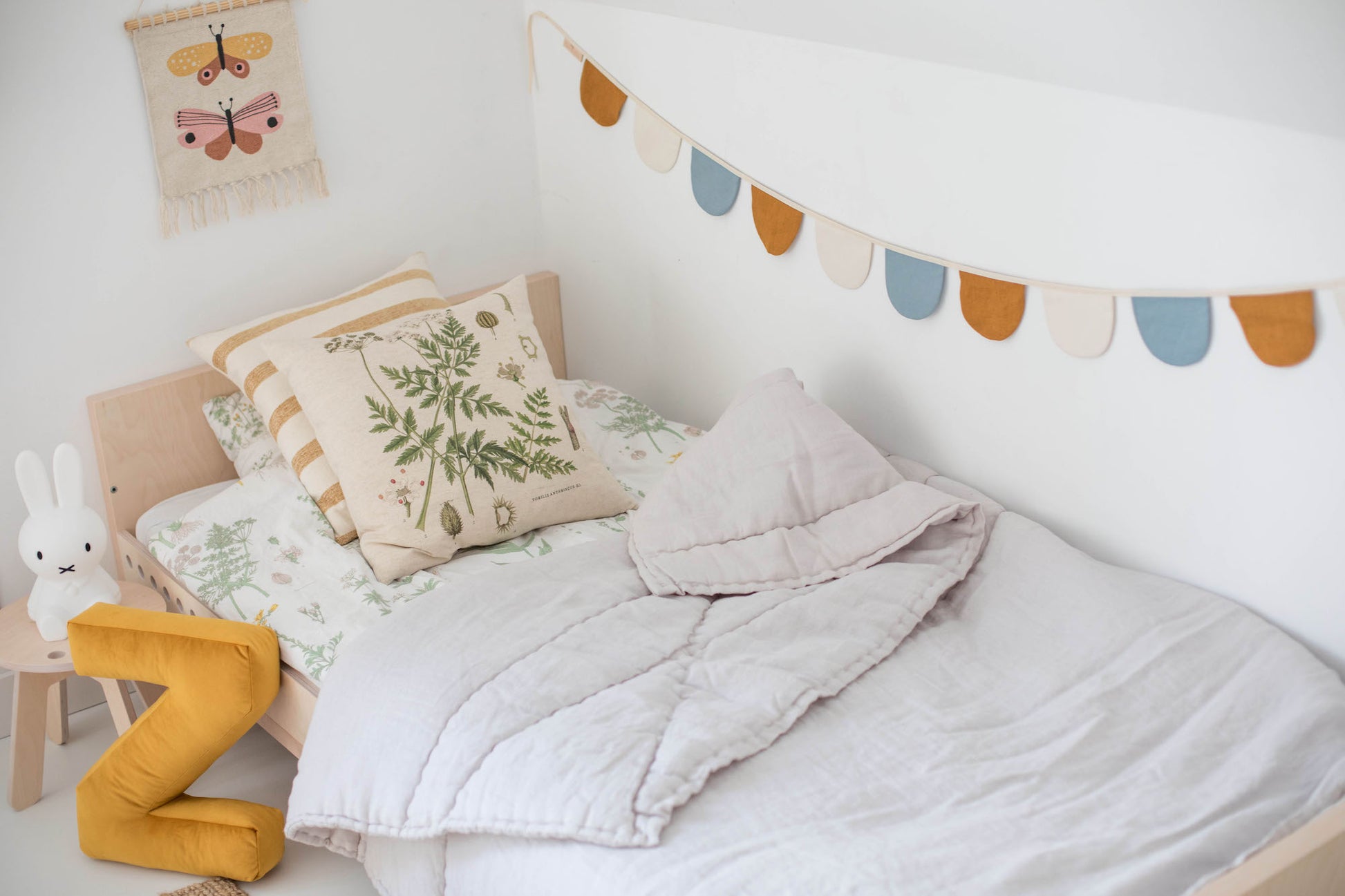 kids bed beautifully decorate with velvet letter cushion z yellow by bettys home