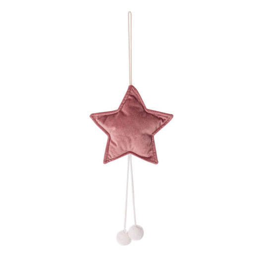velvet little star pendant pink old rose with white pompoms by bettys home unique christmas deco